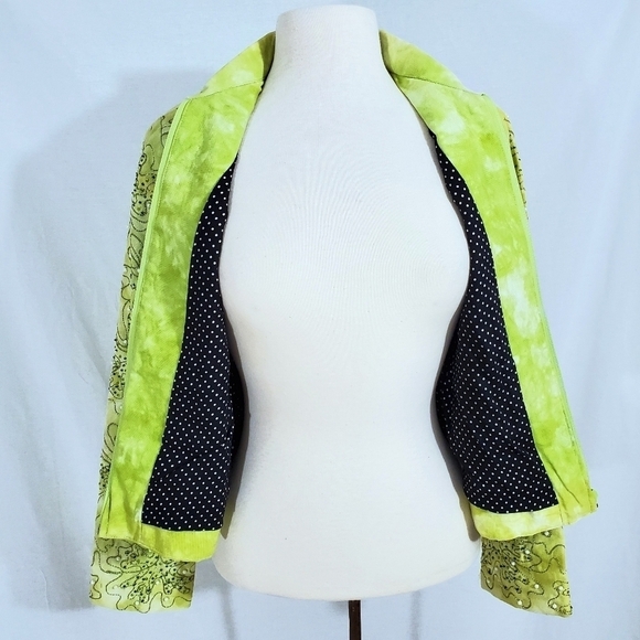 NWT Anage Green Sequin & Pearl Zip Jacket - Picture 7 of 10